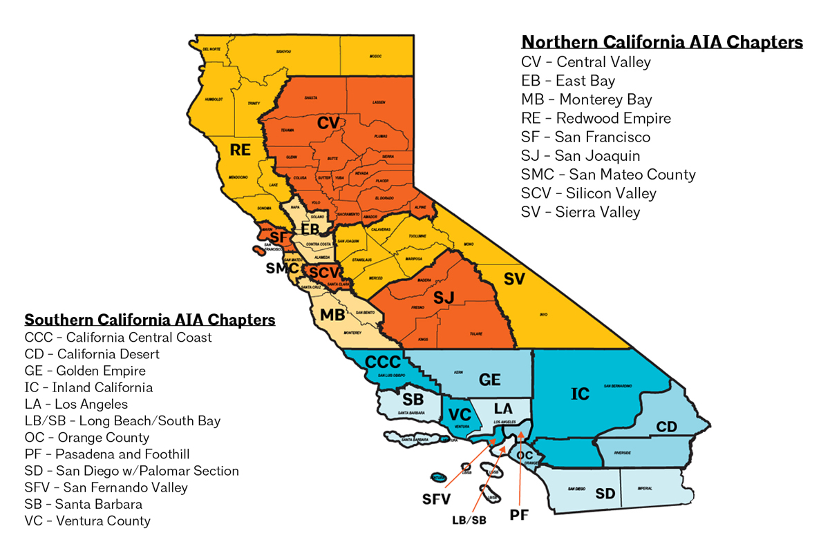 AIA CA California County And Chapter Map 2023